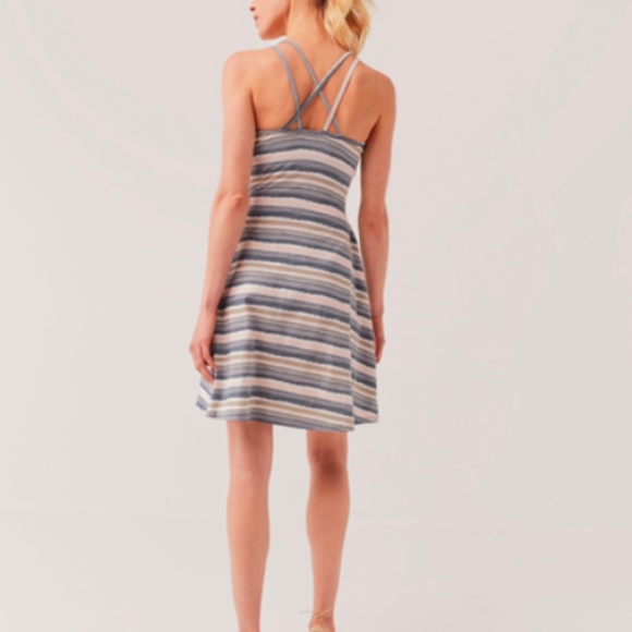 Pact Organic Swell Stripe Fit & Flare Strappy Dress.  Retail $49 Size Small - Picture 3 of 9
